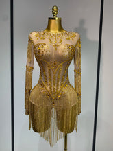 Luxury Birthday Evening Party Gown Sparkly Rhinestone Bodysuit Women Sexy Mesh See Through Performance Dance Stage Costume